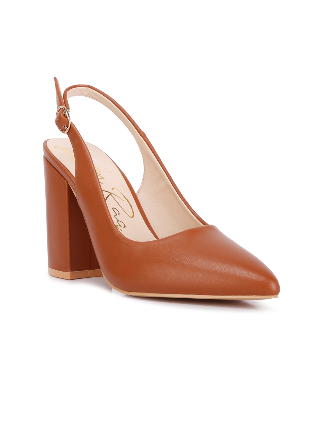 

London Rag Creidne Slingback Block Heel Pumps, Tan