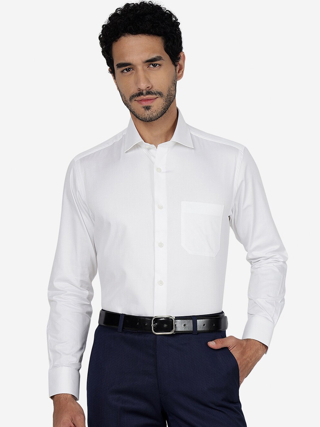 

Greenfibre Slim Fit Spread Collar Formal Shirt, White