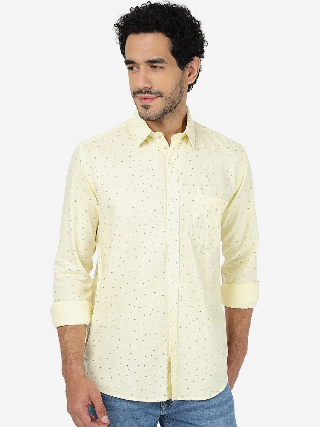 

Greenfibre Printed Regular Fit Pure Cotton Casual Shirt, Yellow