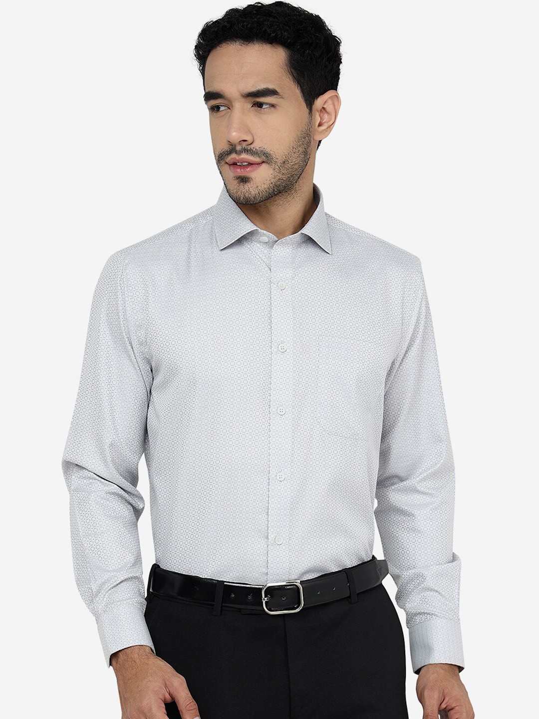 

Greenfibre Printed Regular Fit Formal Shirt, Grey