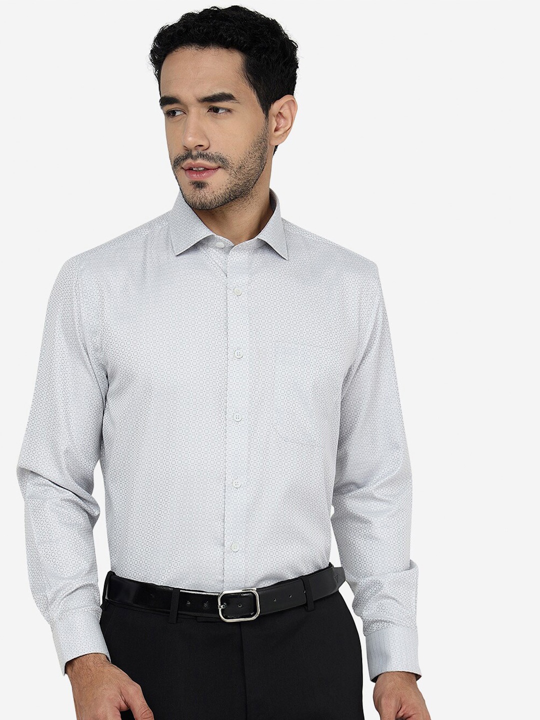 

Greenfibre Opaque Micro Ditsy Printed Formal Shirt, Grey