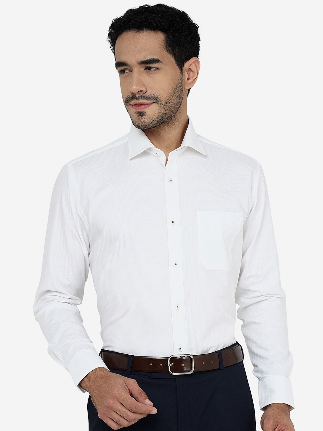 

JADE BLUE Cotton Formal Shirt, White