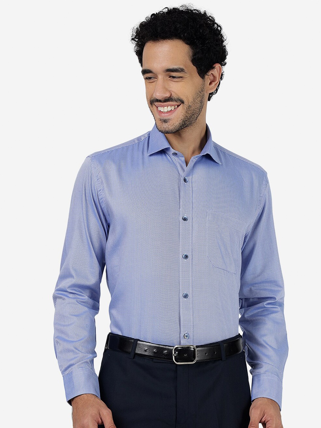 

JADE BLUE Micro Ditsy Printed Spread Collar Pure Cotton Casual Shirt
