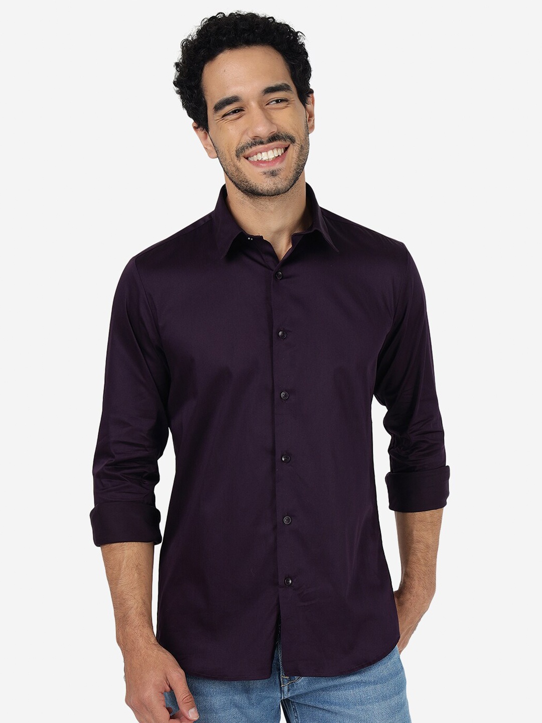 

JADE BLUE Slim Fit Cotton Classic Casual Shirt, Purple
