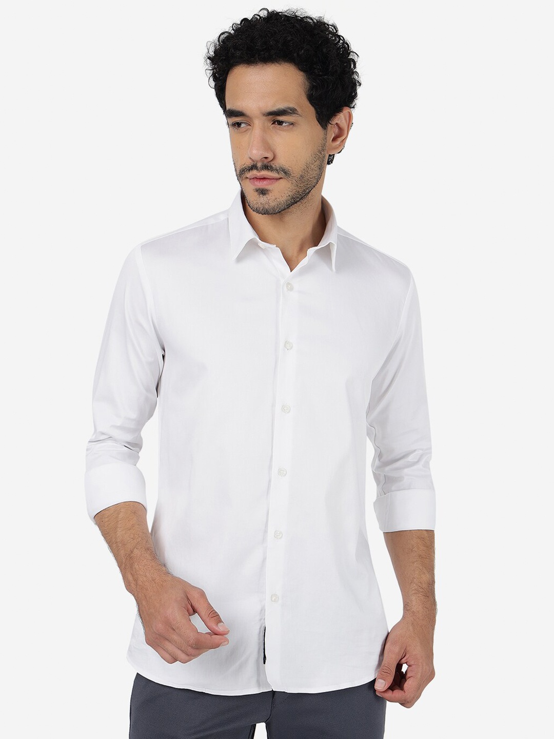 

JADE BLUE Slim Fit Pure Cotton Casual Shirt, White