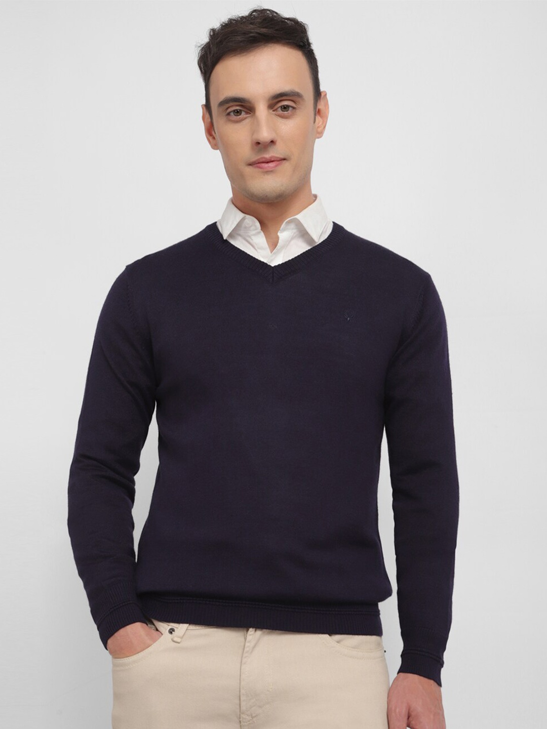 

Allen Solly V-Neck Long Sleeves Pullover, Navy blue