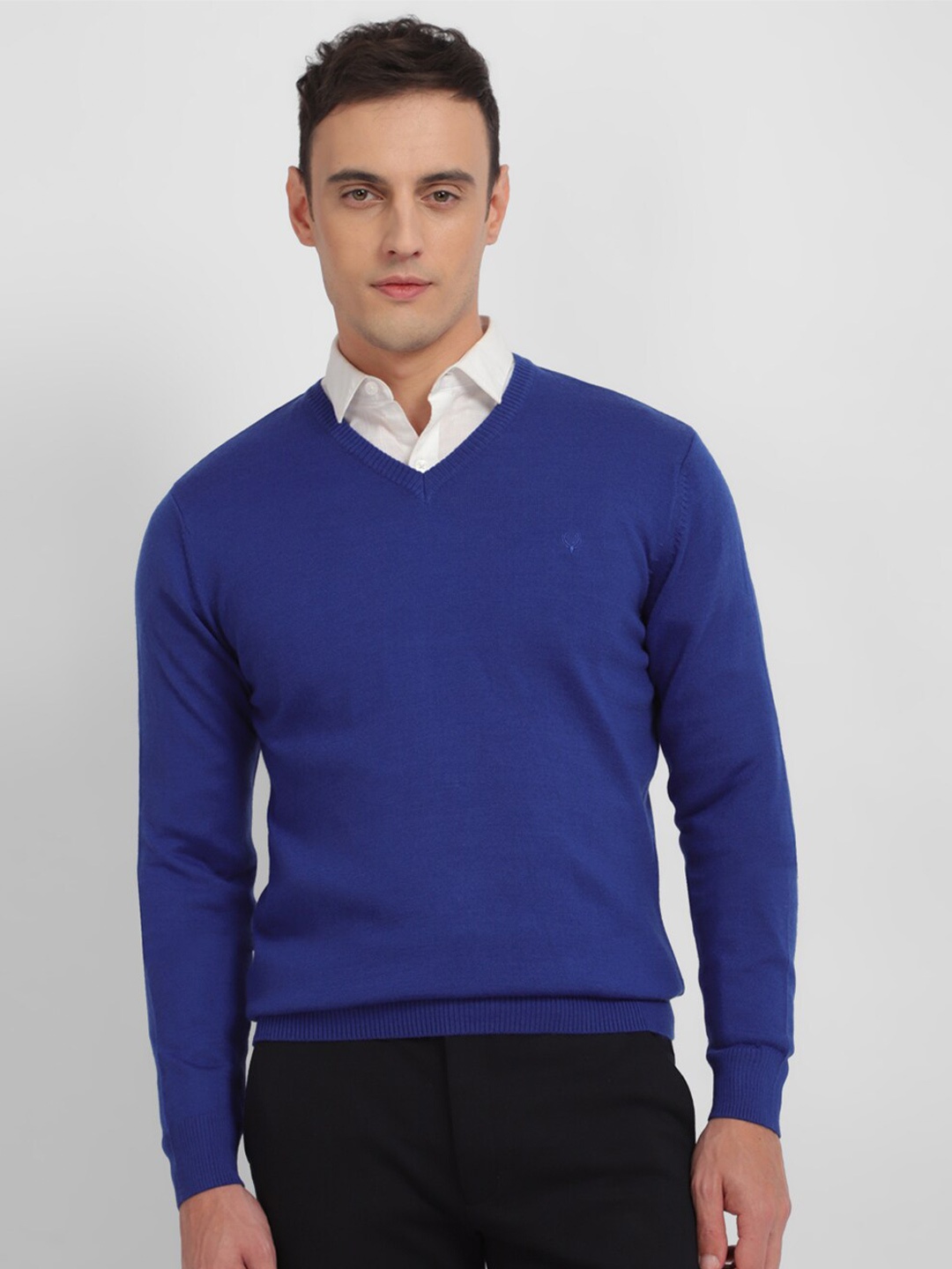 

Allen Solly V-Neck Long Sleeves Acrylic Pullover, Blue