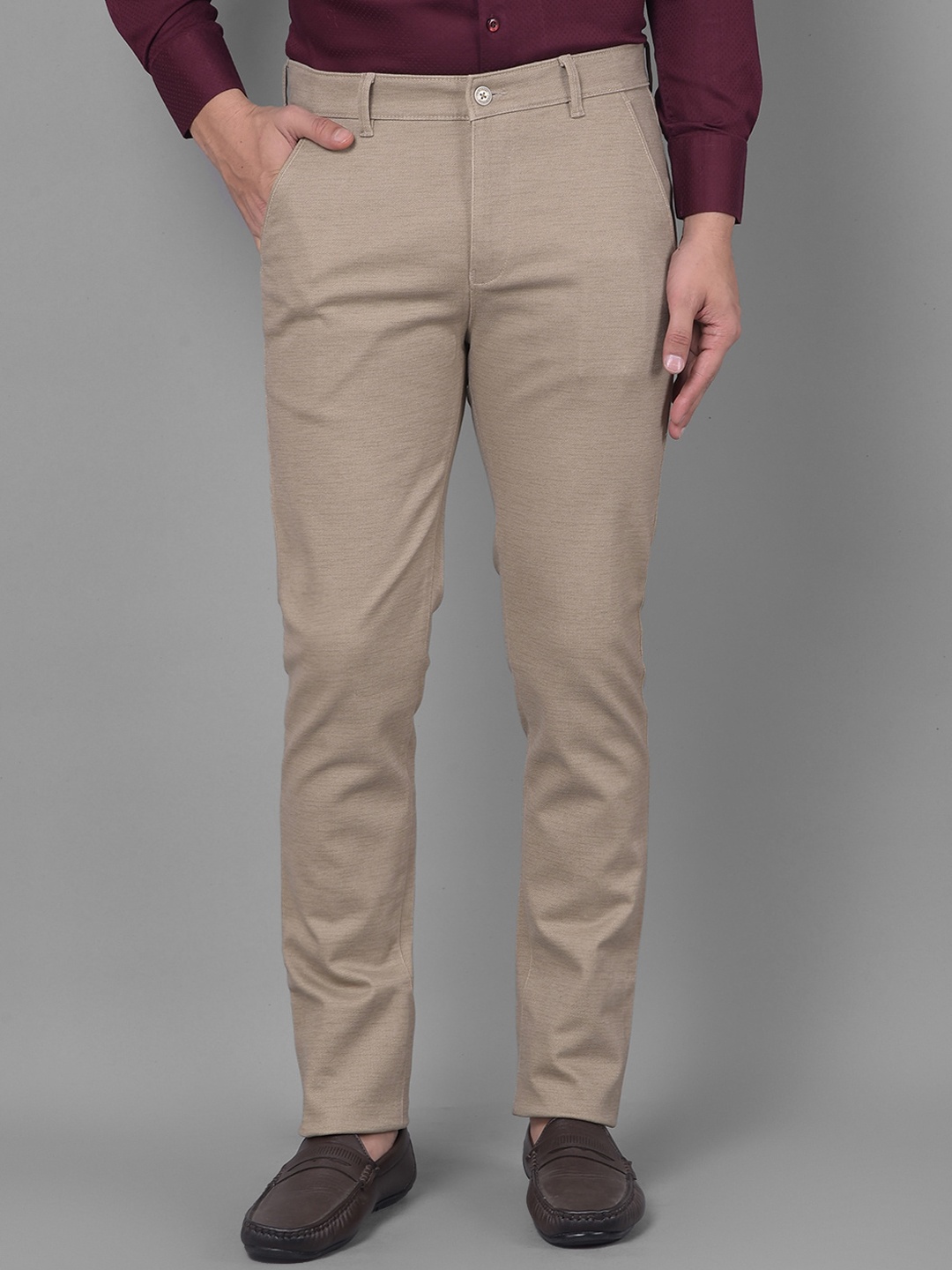 

Crimsoune Club Men Slim Fit Mid-Rise Trouser, Beige