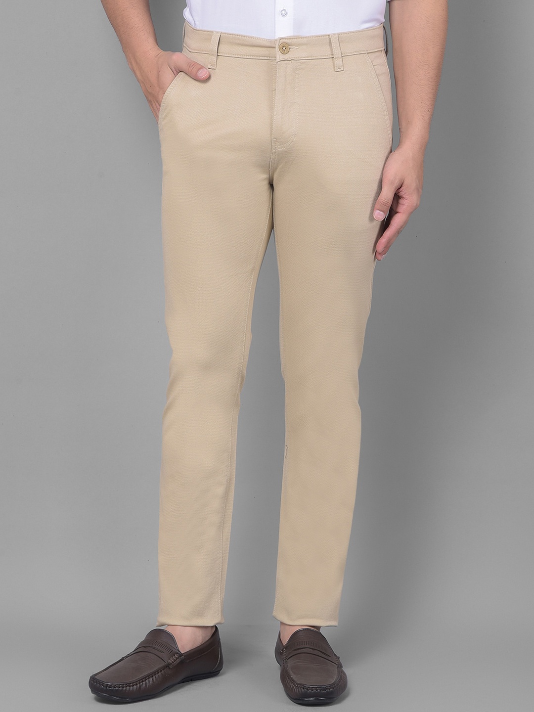 

Crimsoune Club Men Slim Fit Mid-Rise Trouser, Beige