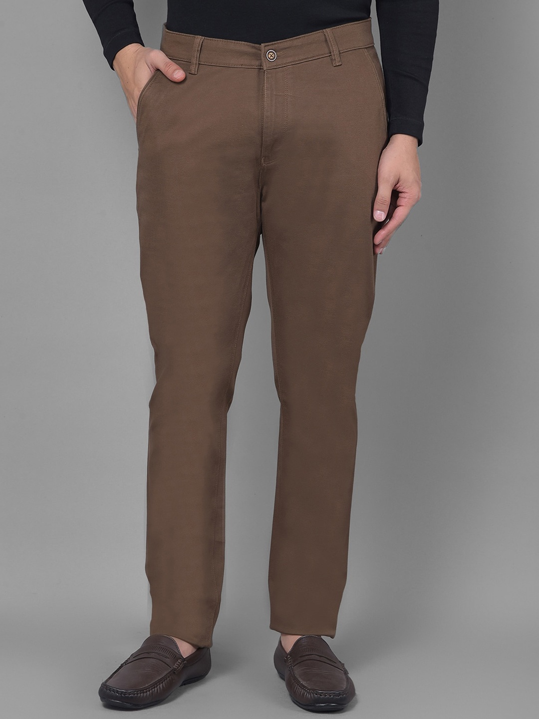 

Crimsoune Club Men Mid-Rise Slim Fit Trousers, Brown