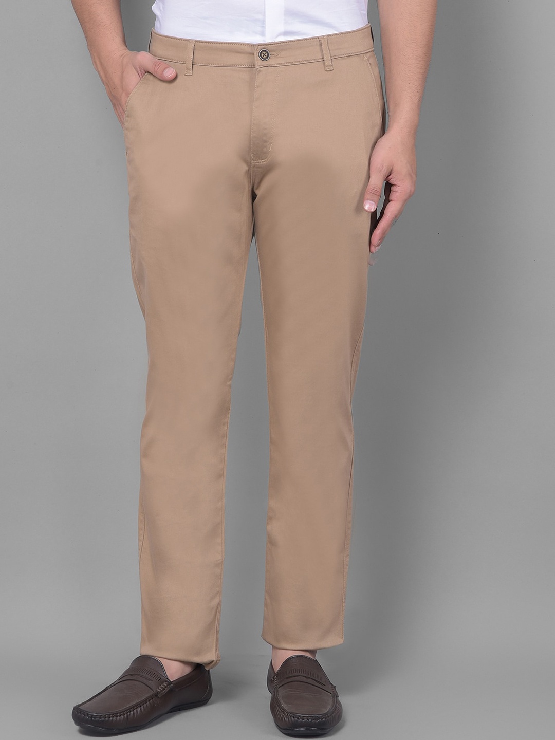 

Crimsoune Club Men Mid-Rise Slim Fit Trousers, Beige