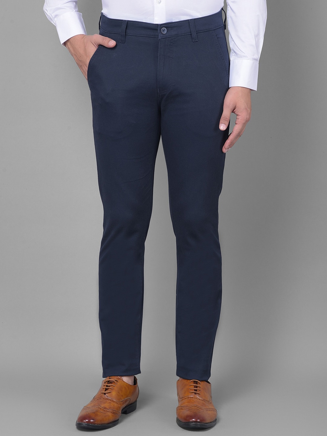 

Crimsoune Club Men Slim Fit Mid-Rise Trouser, Navy blue