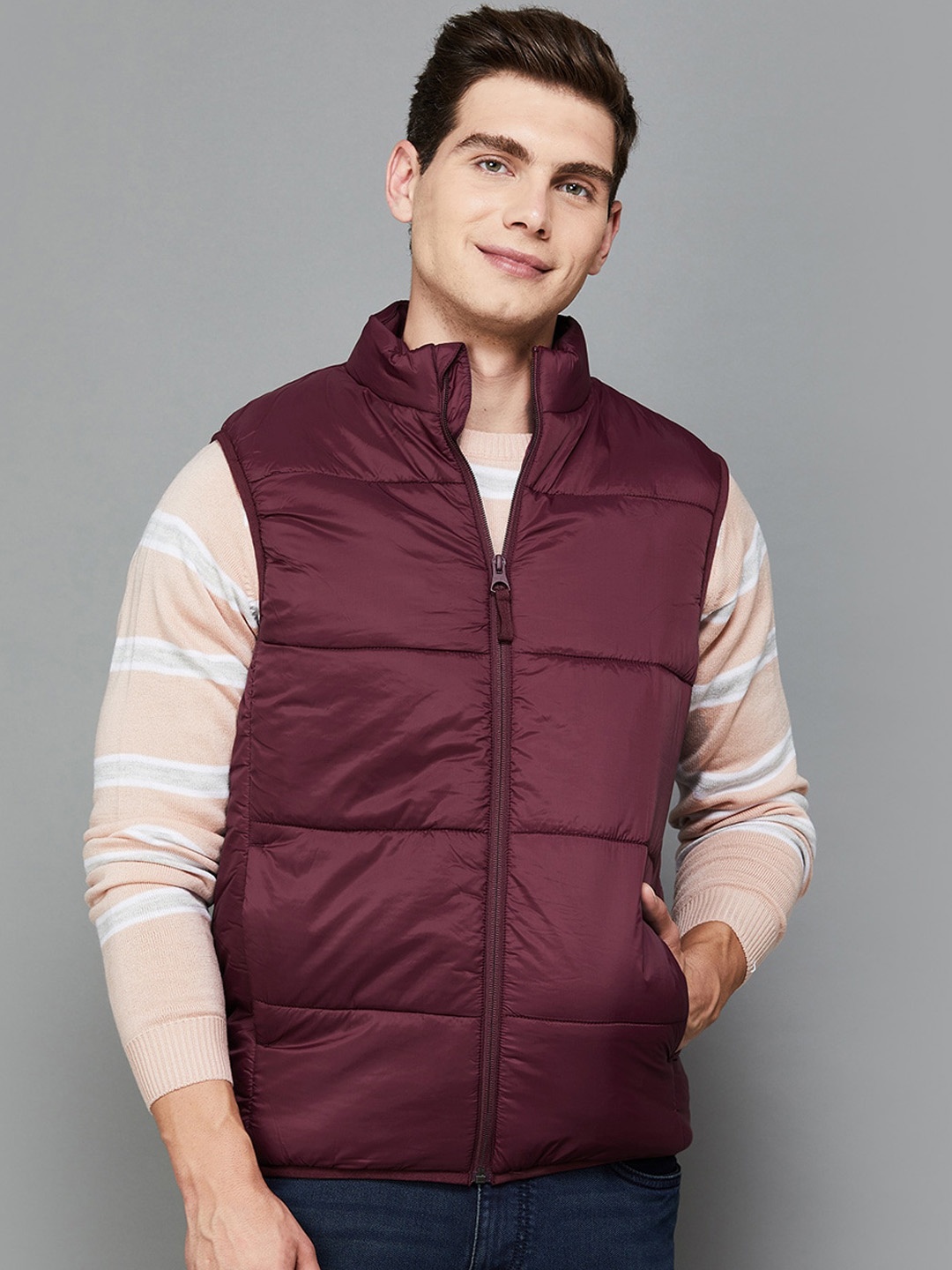 

Fame Forever by Lifestyle Stand Collar Sleeveless Puffer Jacket, Red