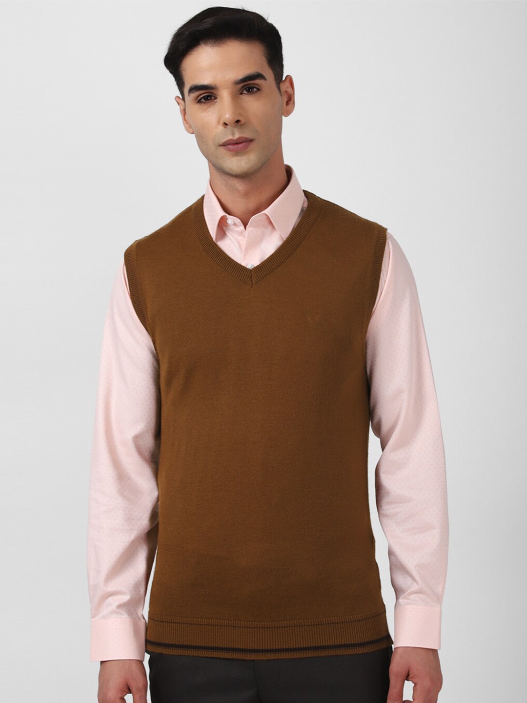 

Van Heusen V-Neck Woollen Acrylic Sweater Vest, Brown