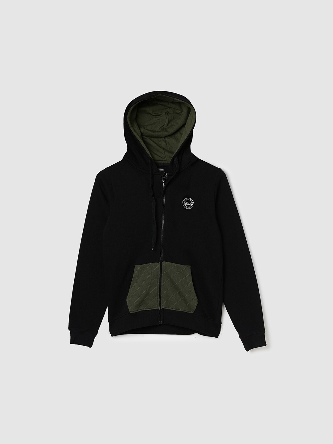 

max Boys Hooded Front-Open Sweatshirt, Black