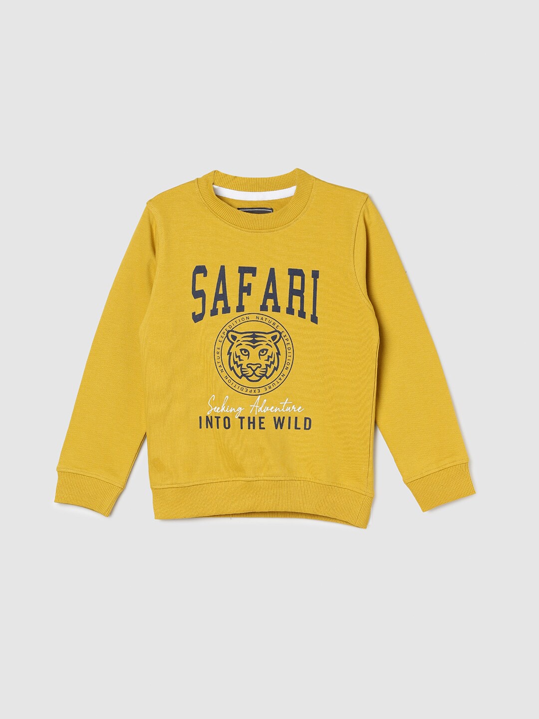

max Boys Typography Printed Pure Cotton Pullover, Yellow