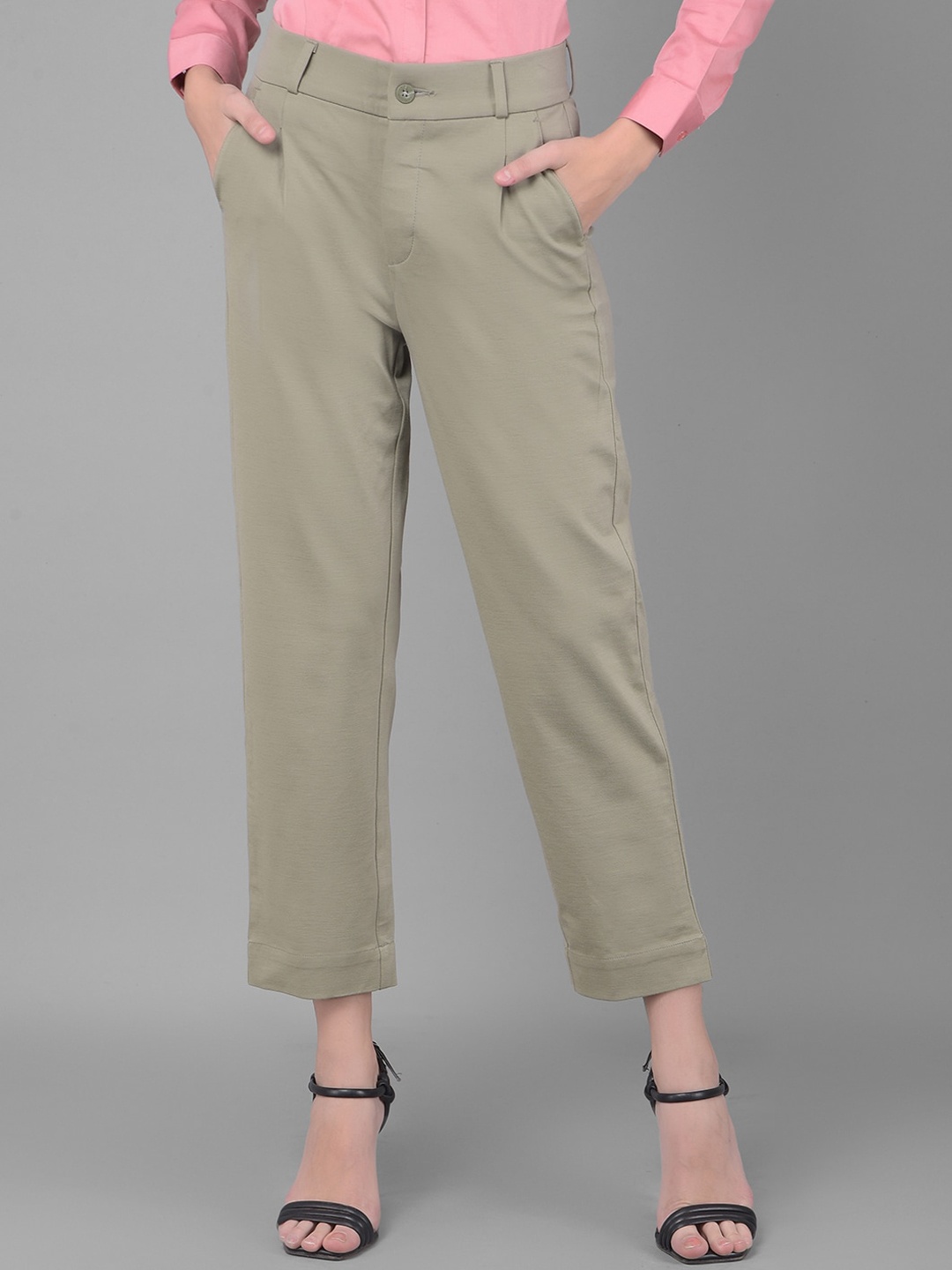 

Crimsoune Club Women Straight Fit Mid-Rise Trouser, Olive