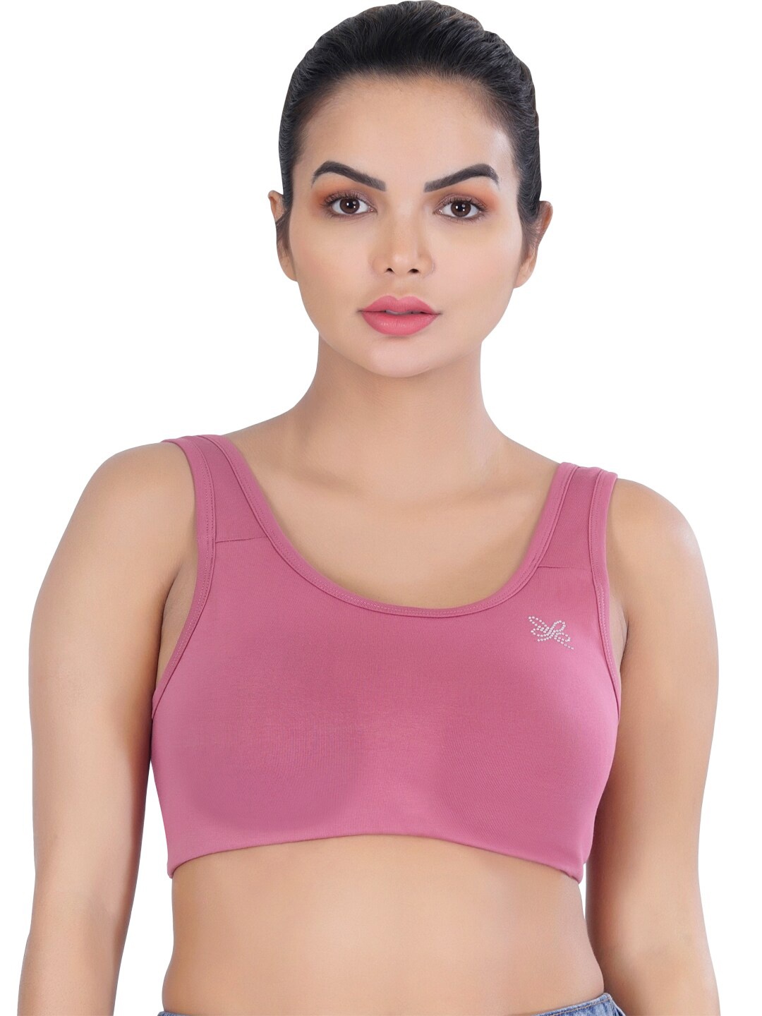 

LACYLUXE Full Coverage Non Padded Seamless Workout Bra With All Day Comfort, Pink