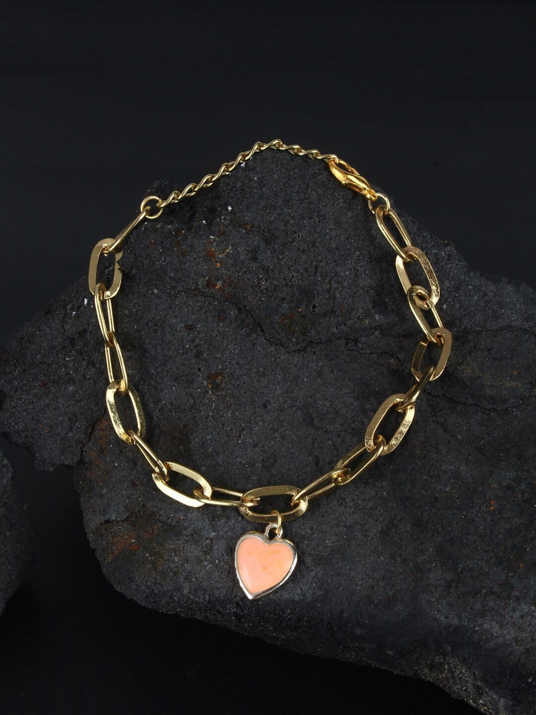 

Stylecast X KPOP Gold-Plated Heart Shaped Enamelled Evil Eye Charm Bracelet