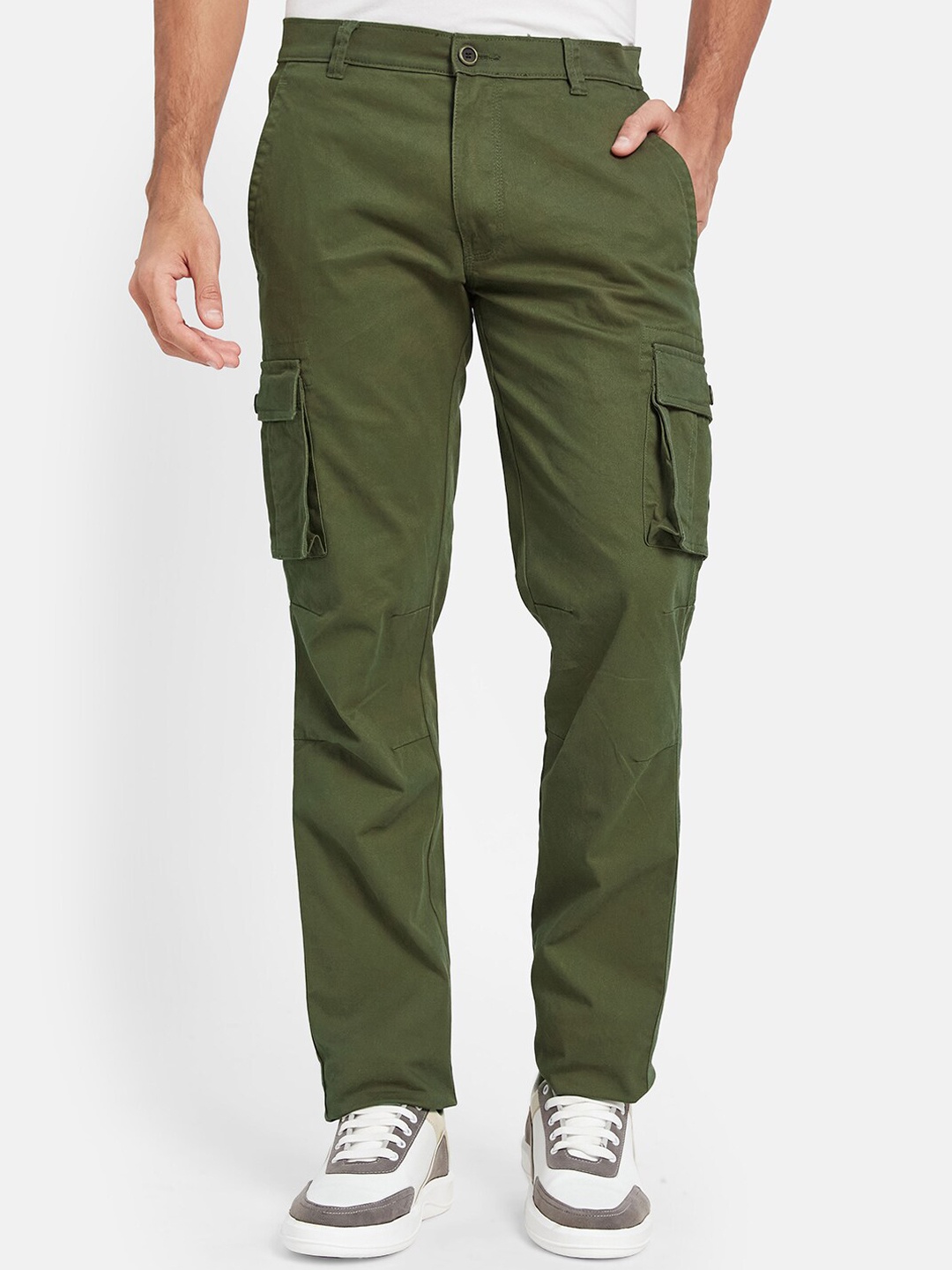 

Octave Men Regular Fit Mid Rise Cotton Cargos, Olive