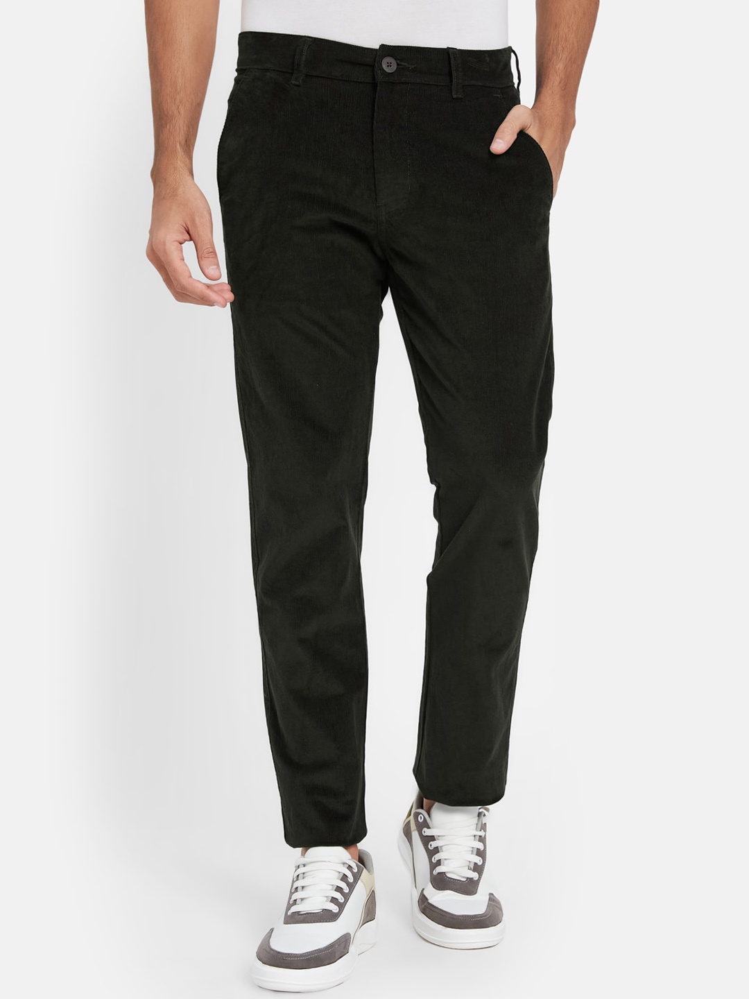 

Octave Men Mid Rise Cotton Regular Trousers, Green