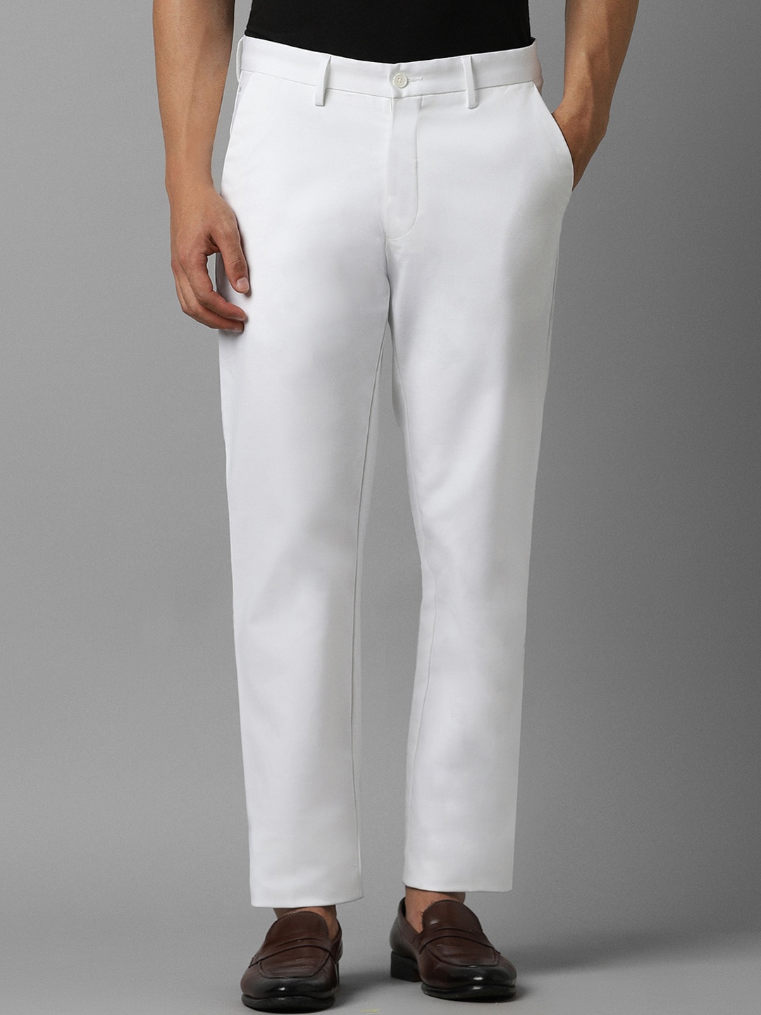 

Louis Philippe Men Mid-Rise Slim Fit Trousers, White