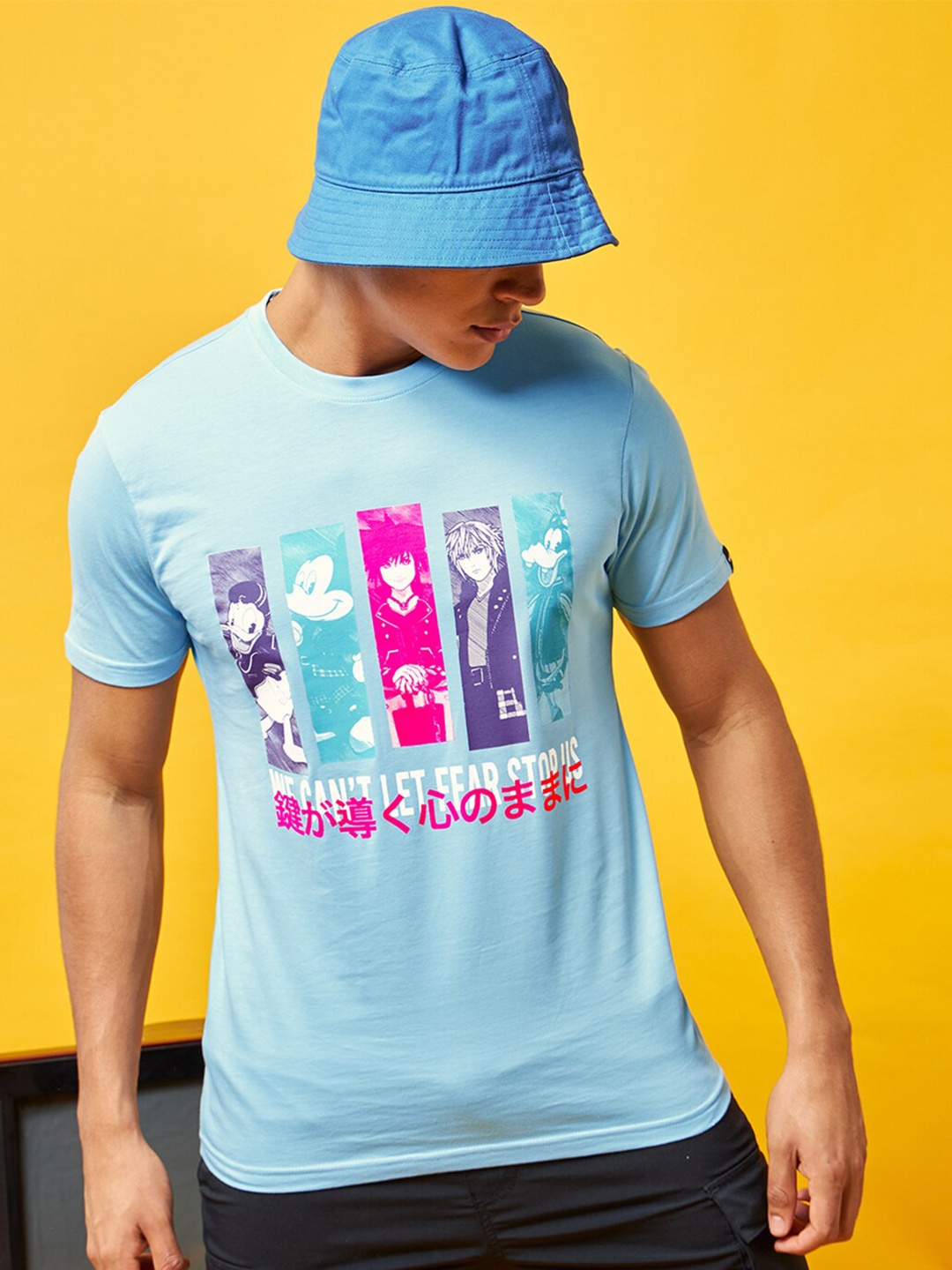 

Bewakoof Blue Disney Graphic Printed Cotton T-shirt