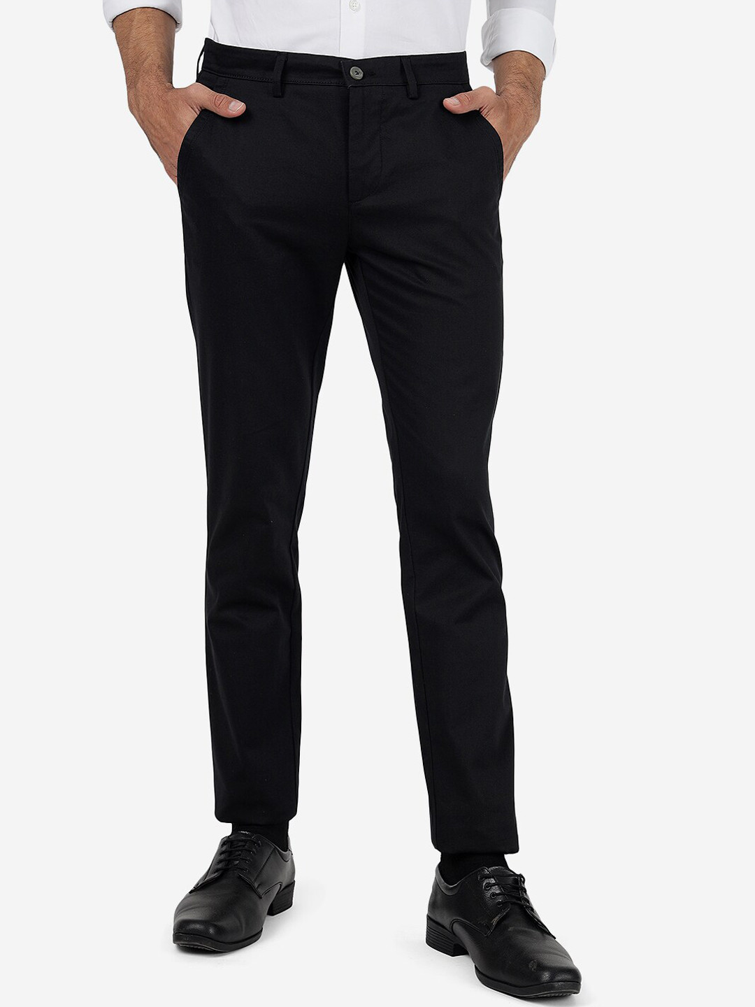

Greenfibre Men Slim Fit Cotton Chinos, Black