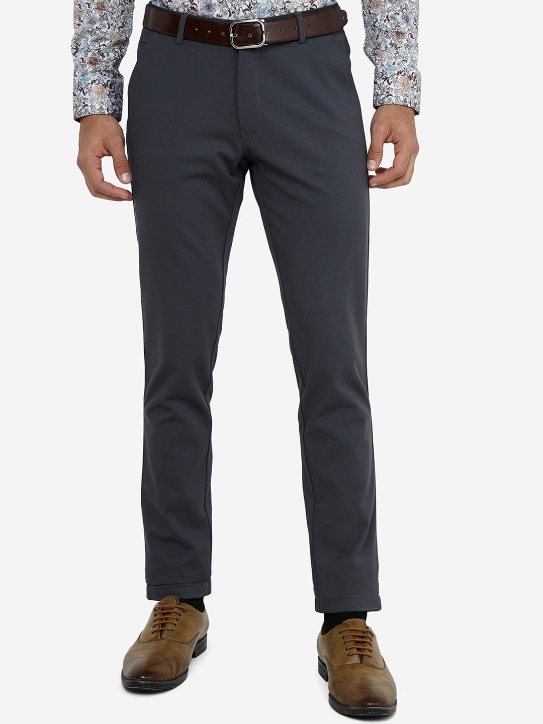 

JB STUDIO Men Slim Fit Cotton Chinos, Grey