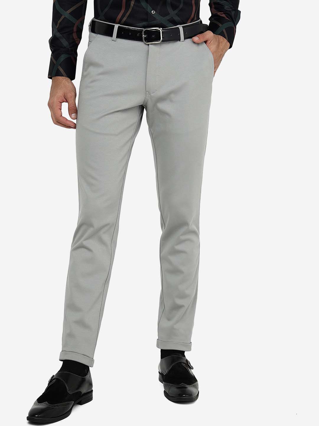 

JB STUDIO Men Mid Rise Slim Fit Formal Trousers, Grey
