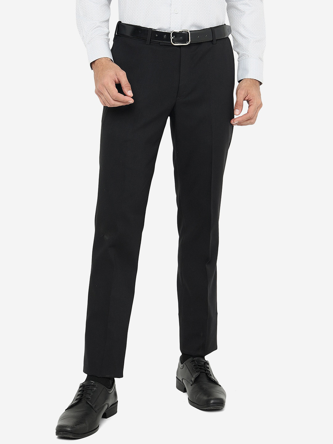 

METAL Men Slim Fit Formal Trousers, Black