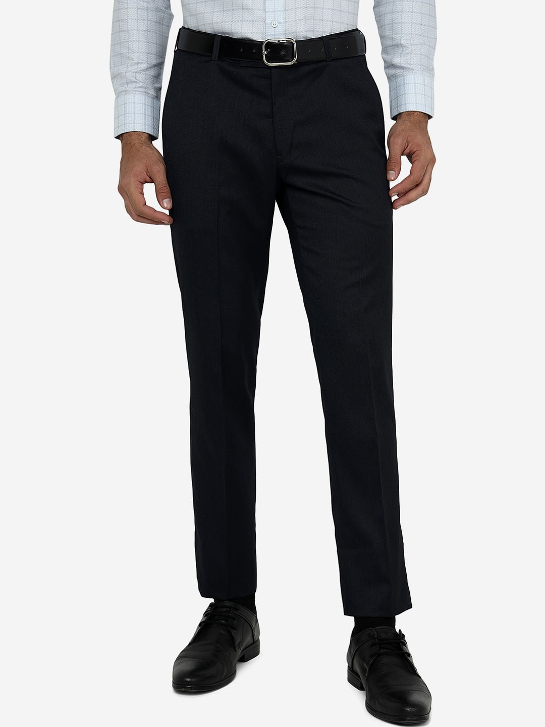 

METAL Men Slim Fit Formal Trousers, Navy blue