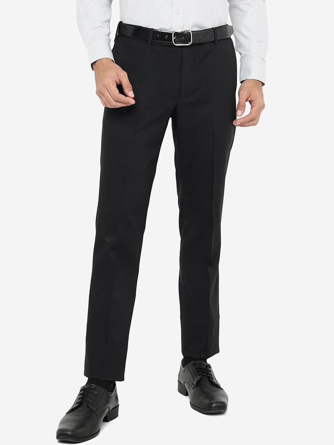 

METAL Men Mid-Rise Slim Fit Formal Trousers, Black