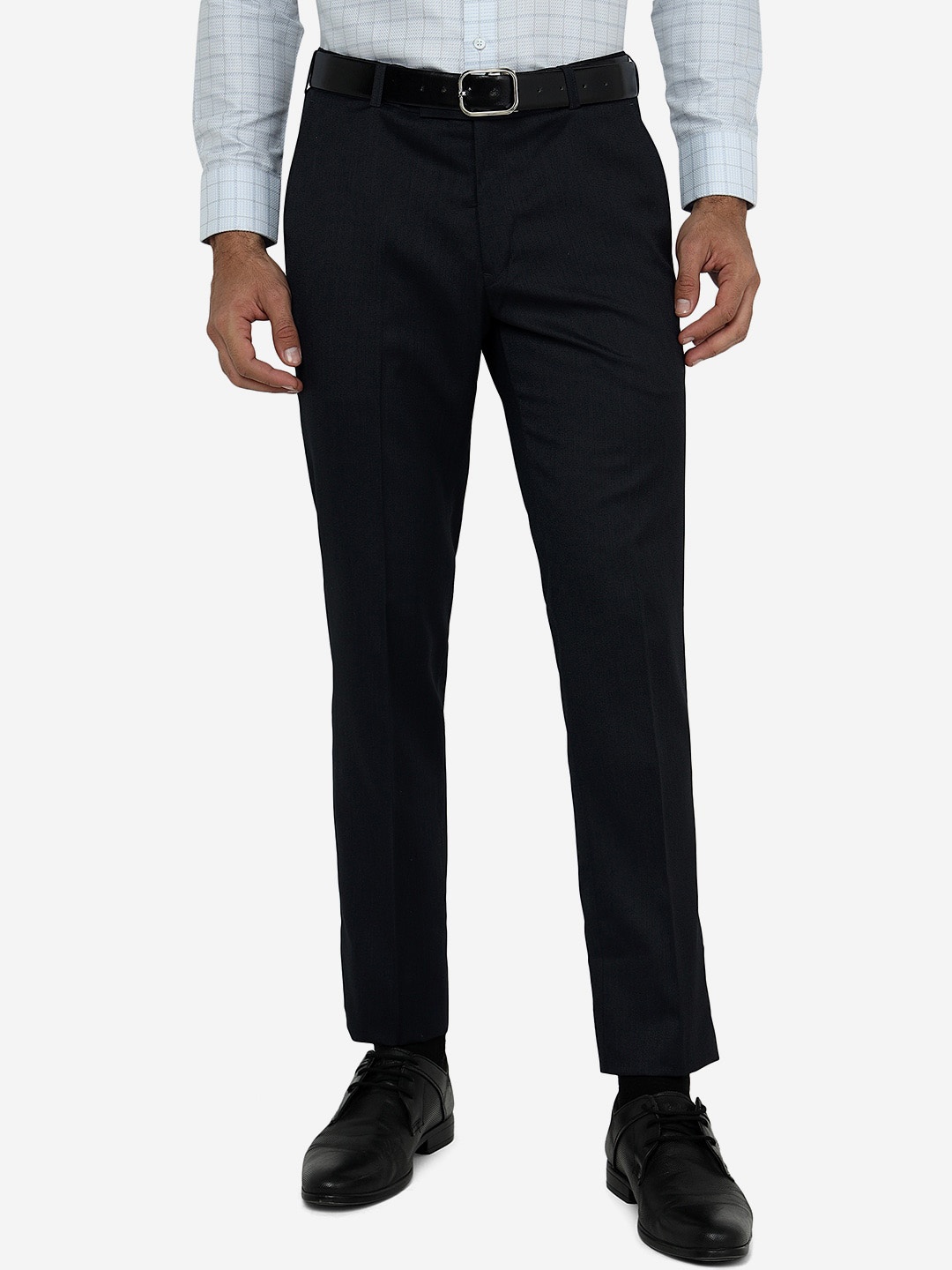 

METAL Men Slim Fit Formal Trousers, Blue