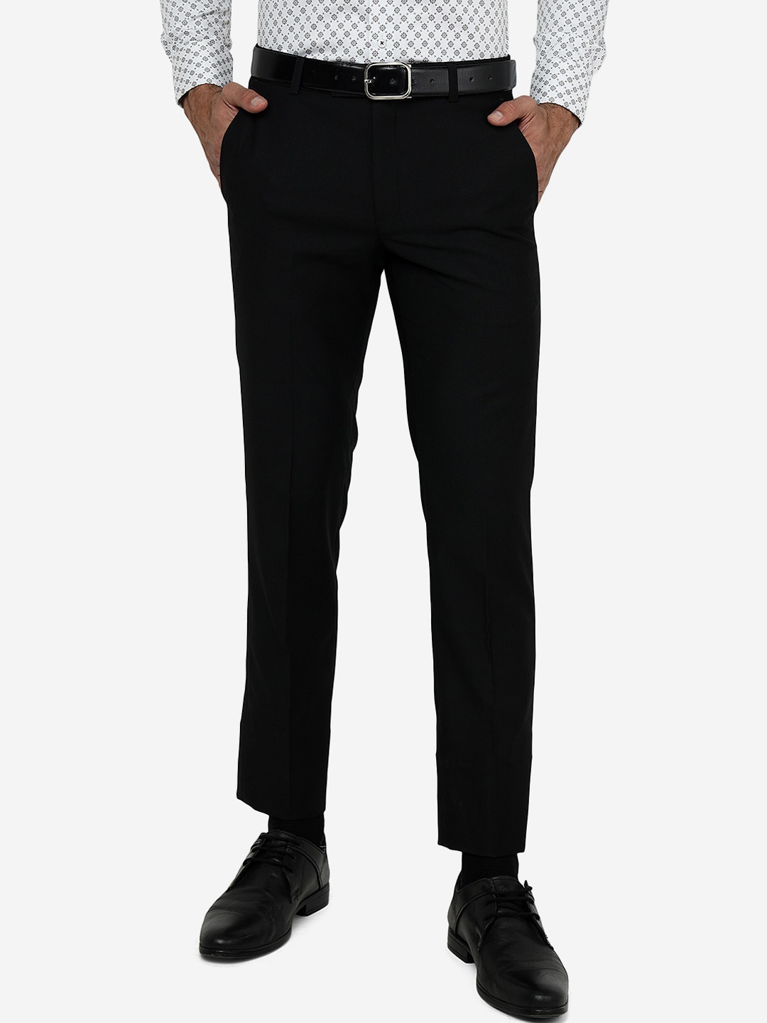 

METAL Men Slim Fit Formal Trousers, Black