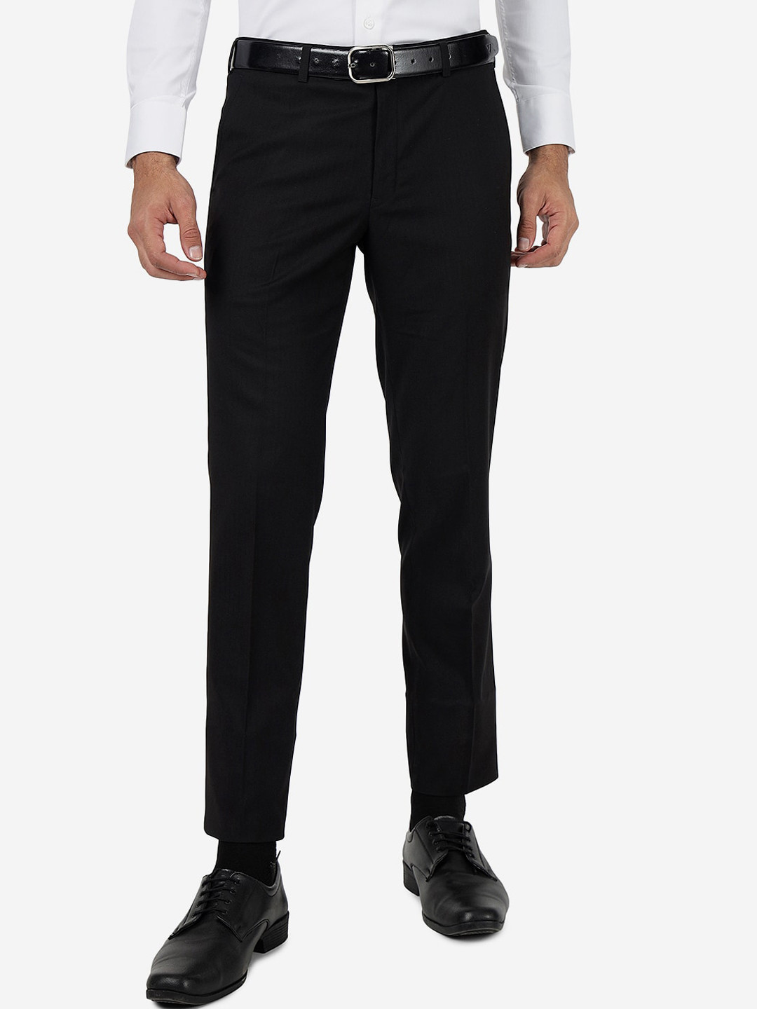 

METAL Men Slim Fit Formal Trousers, Black