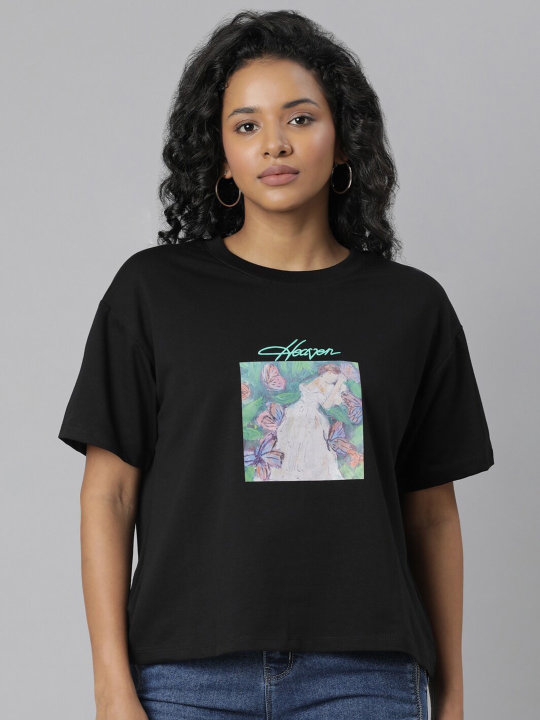 

SHOWOFF Graphic Printed Boxy Fit T-shirt, Black