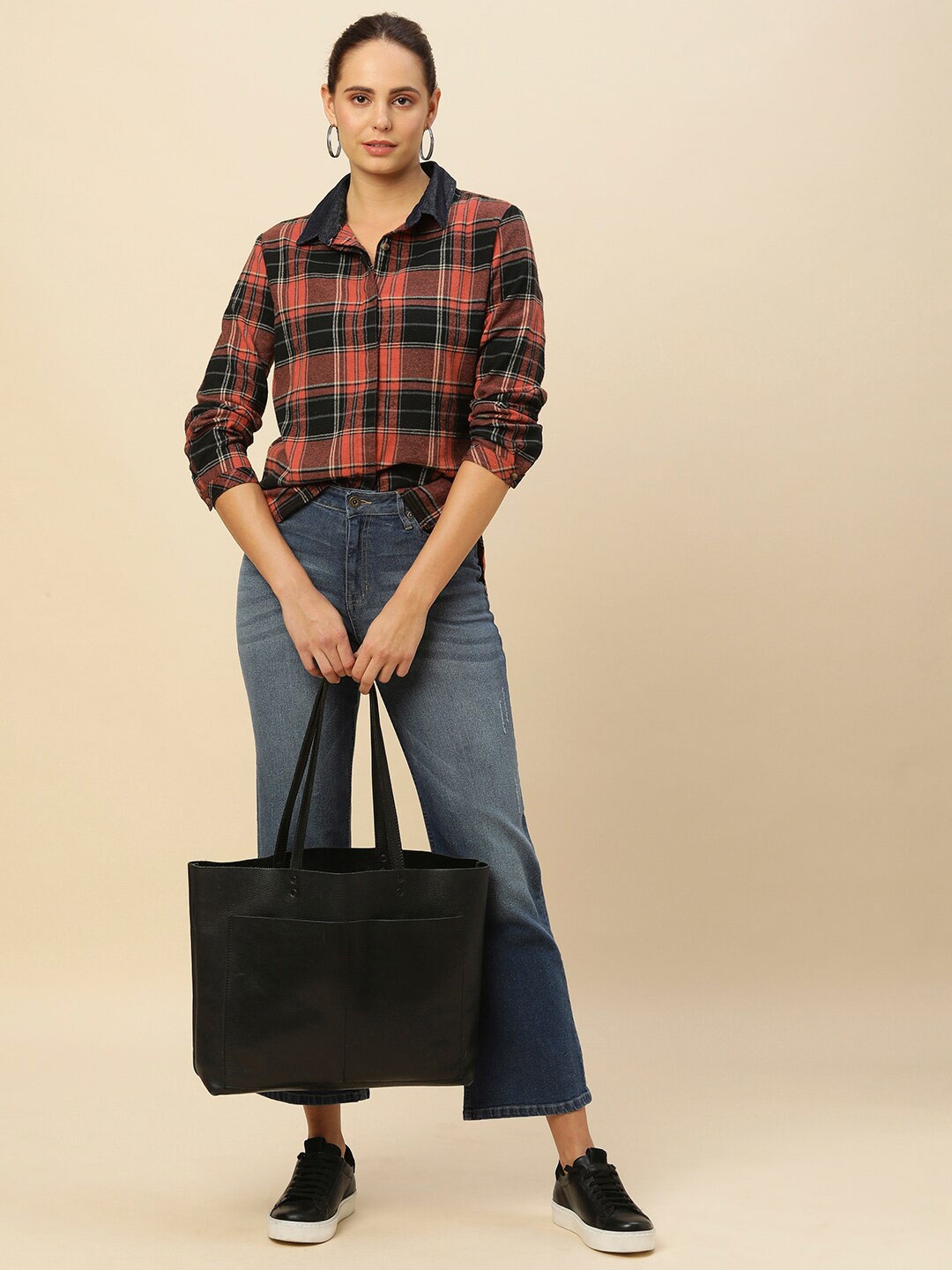 

Chemistry Denim Checked Shirt Style Top, Rust