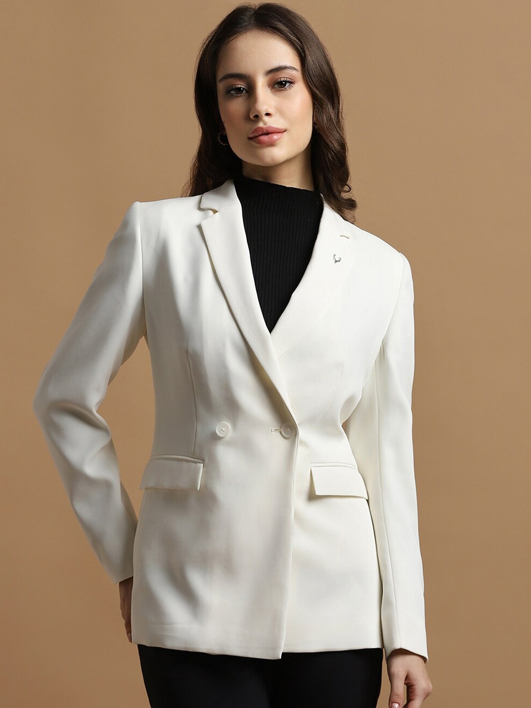 

Allen Solly Woman Notched Lapel Long Sleeves Single-Breasted Formal Blazer, White