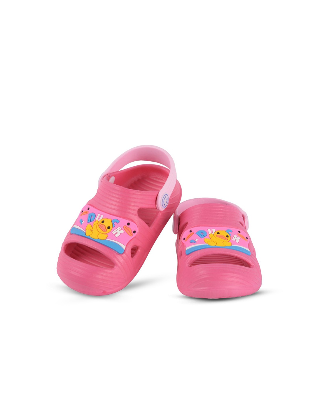 

Yellow Bee Girls Duck Printed Rubber Sliders, Pink
