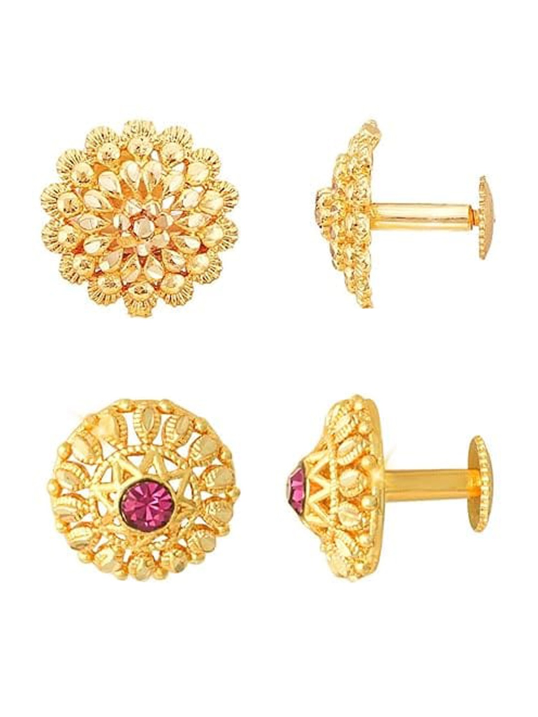 Vighnaharta Gold-Plated Floral Studs Earrings