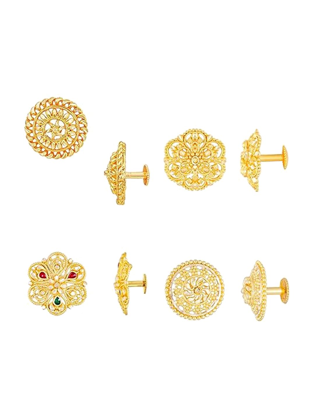 

Vighnaharta Set of 4 Gold-Plated Studs Earrings