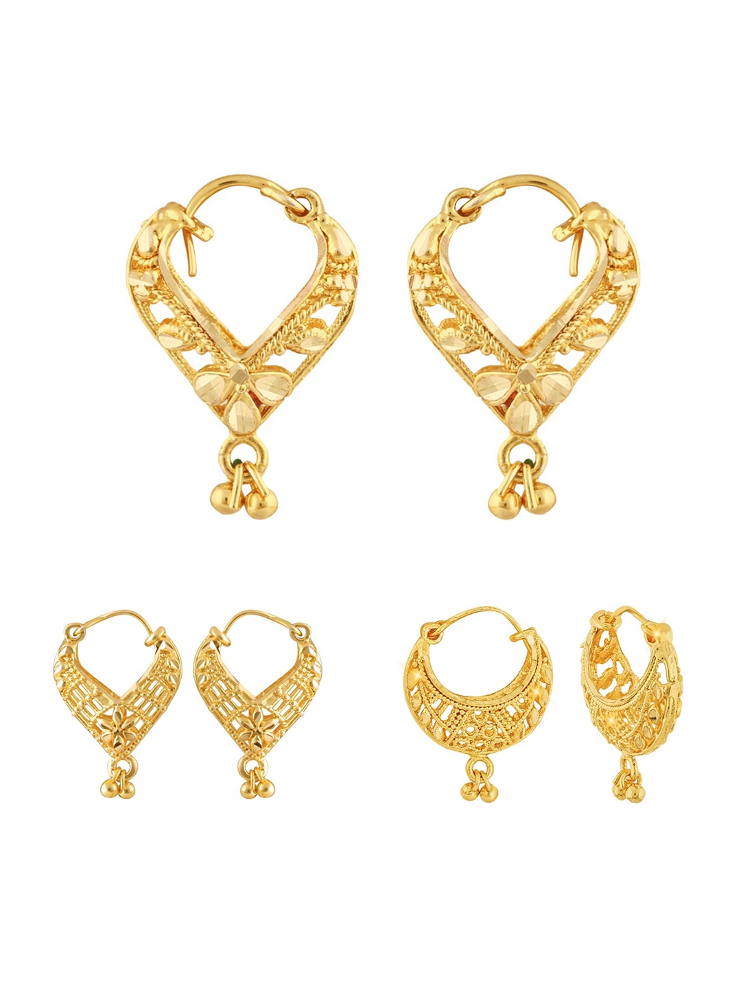 

Vighnaharta Set Of 3 Gold-Plated Classic Drop Earrings