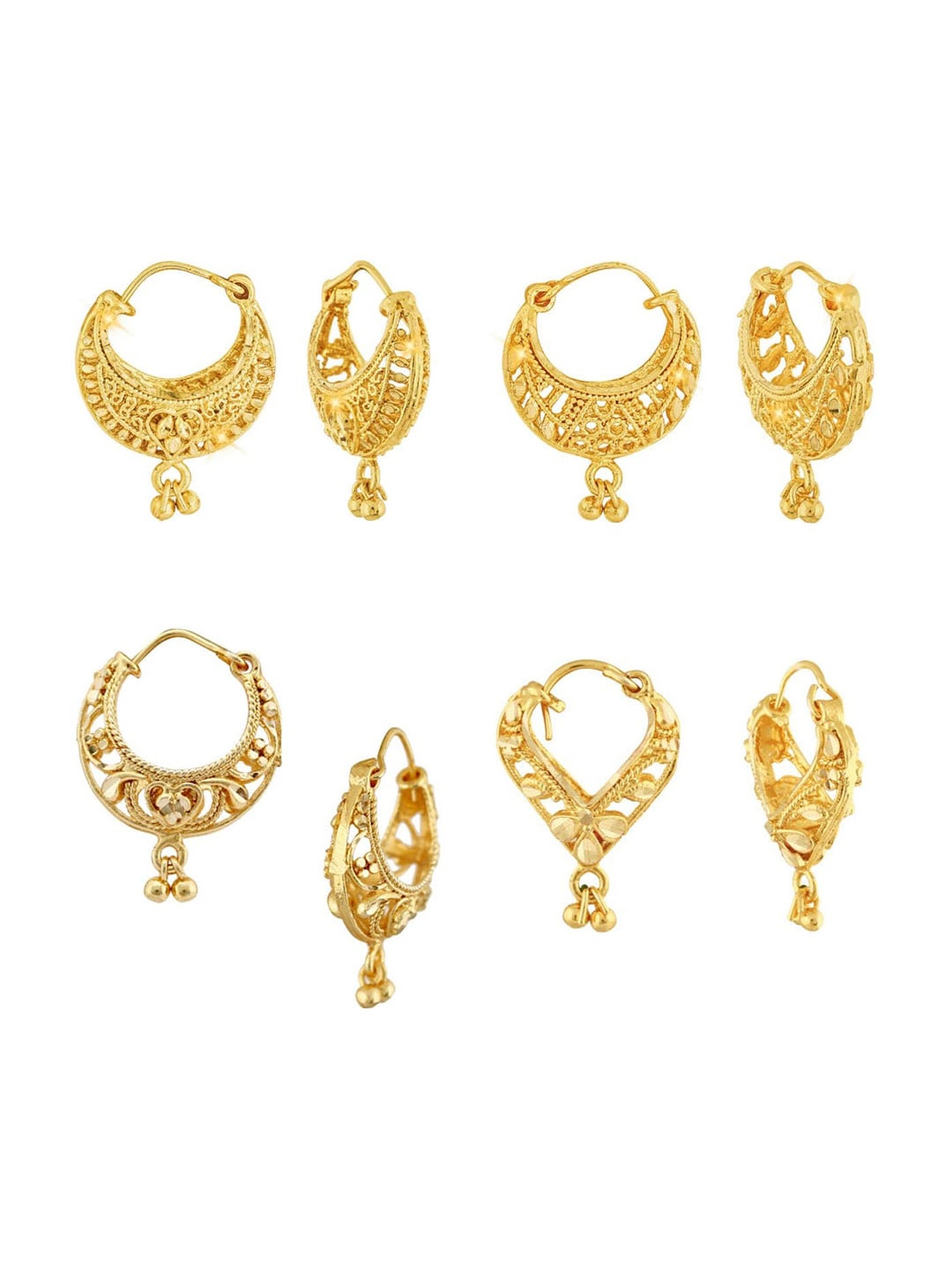 

Vighnaharta Set of 4 Gold-Plated Hoop Earrings
