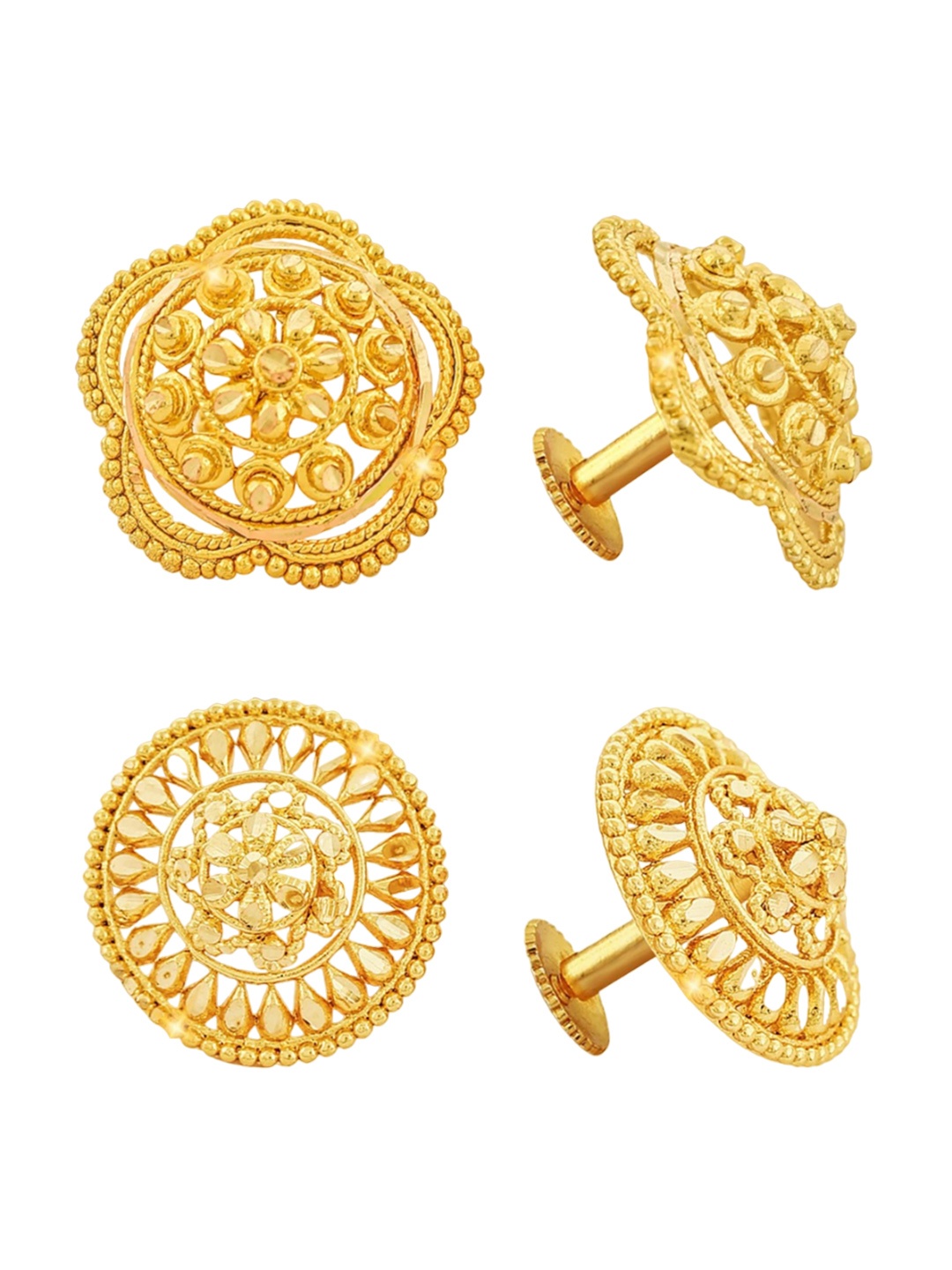 

Vighnaharta Set Of 2 Gold-Plated Floral Studs Earrings