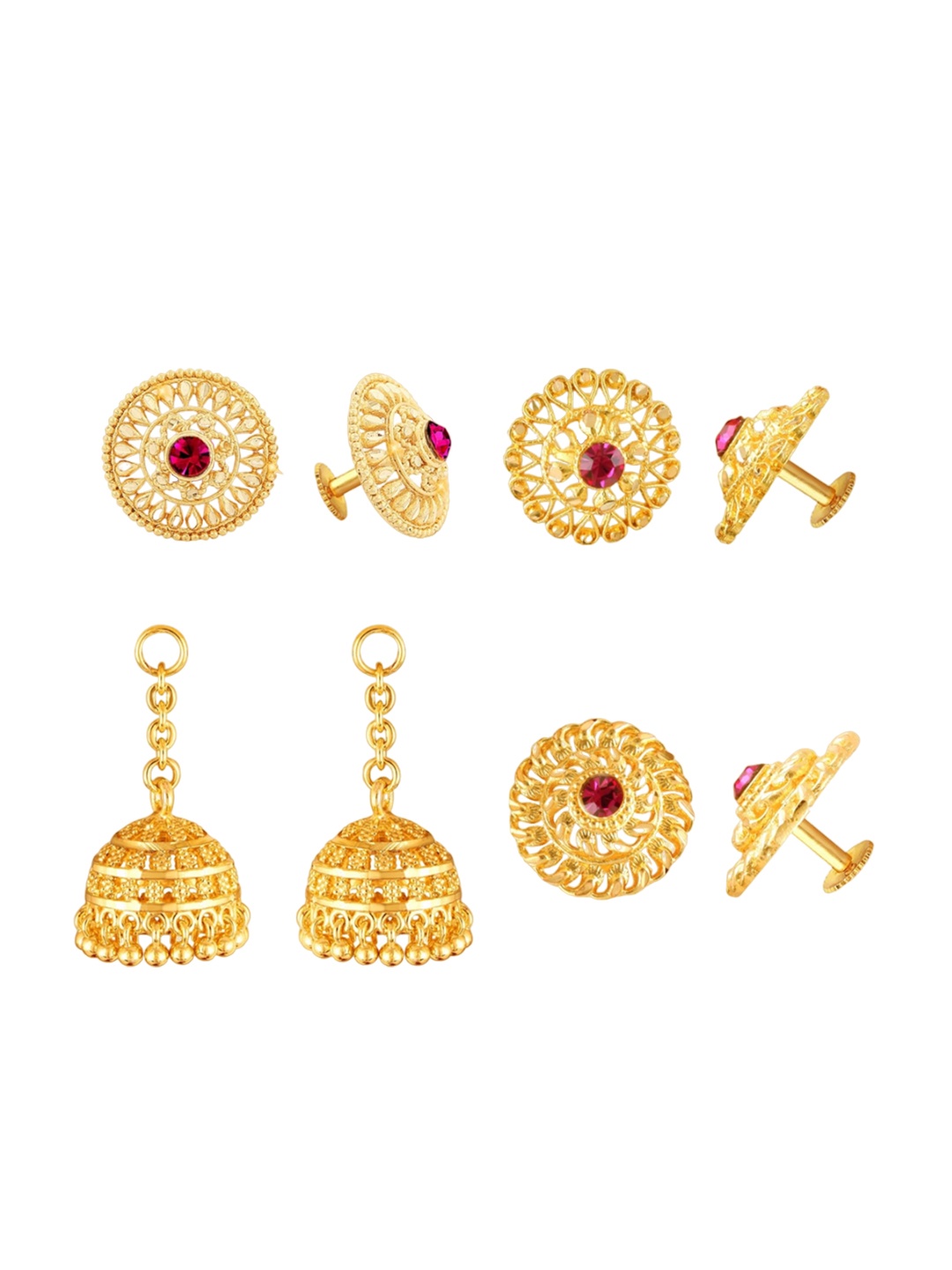 

Vighnaharta Set Of 4 Gold Plated Circular Studs