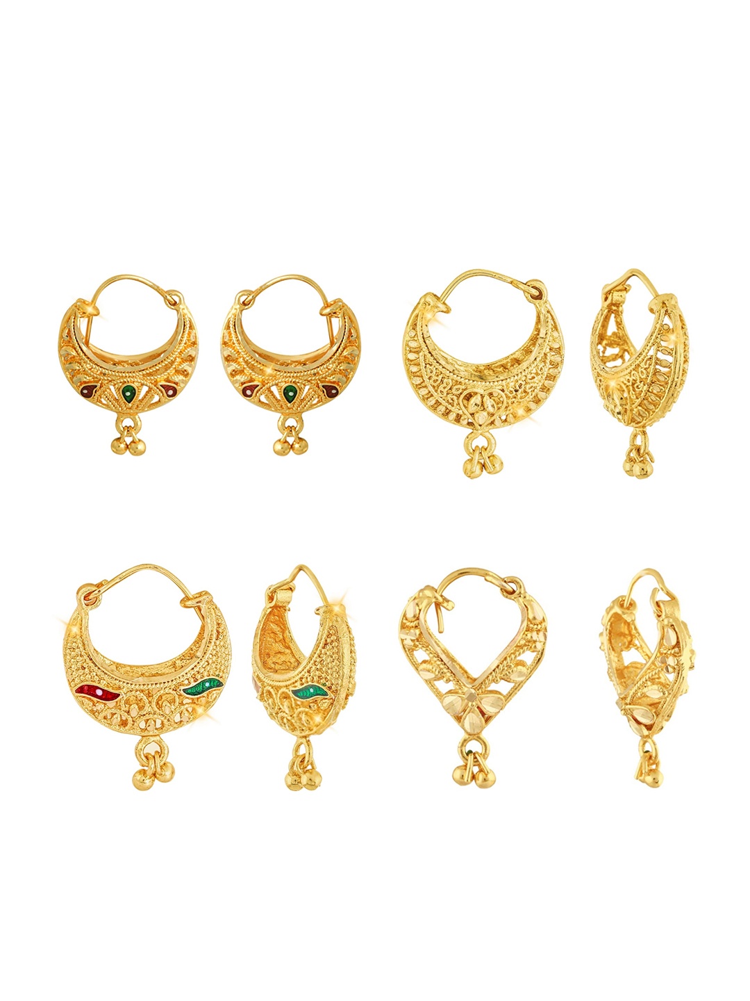 

Vighnaharta Set of 4 Gold-Plated Classic Earrings