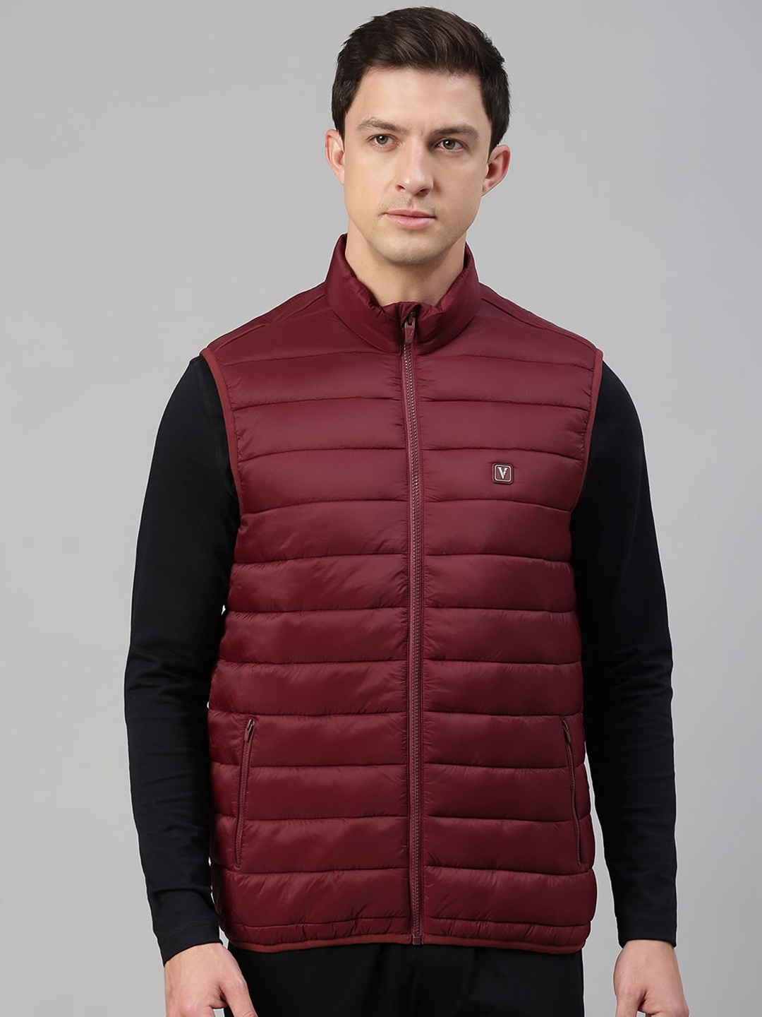 

Van Heusen Mock Collar Puffer Jacket, Maroon