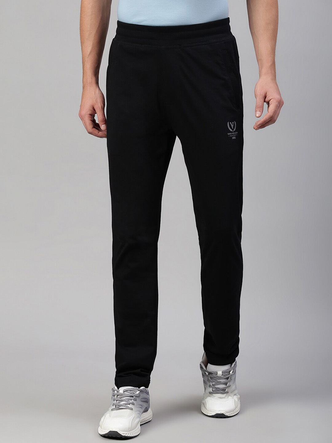 

Van Heusen Men Mid-Rise Cotton Track Pants, Black