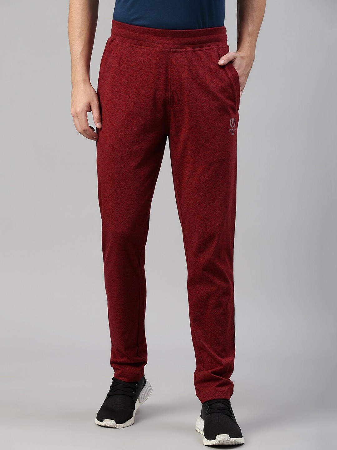 

Van Heusen Men Cotton Mid-Rise Track Pants, Maroon
